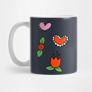 Red Hearts and Flowers Mug